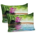 thumbnail image 1 of Ambesonne Nature Pillow Sham 2 Pack, Tropic Orchid Flower, 26"x20", Fern Green and Fuchsia, 1 of 3