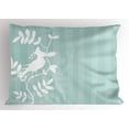 thumbnail image 1 of Ambesonne Nature Pillow Sham, Bird Silhouette on Tree, 26" X 20", Turquoise White, 1 of 2