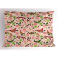 thumbnail image 1 of Ambesonne Nature Pillow Sham, Butterflies Shamrocks, 26" X 20", Lime Green Pale Pink, 1 of 2