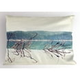 thumbnail image 1 of Ambesonne Nature Pillow Sham, Fallen Tree in Beach, 36" X 20", Cream Green, 1 of 2