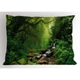 thumbnail image 1 of Ambesonne Nature Pillow Sham, Idyllic Forest Design, 36" X 20", Emerald Hunter Green, 1 of 2