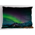thumbnail image 1 of Ambesonne Nature Pillow Sham, Sky Rocky Hill Wild, 26" X 20", Blue Violet Lime Green, 1 of 2