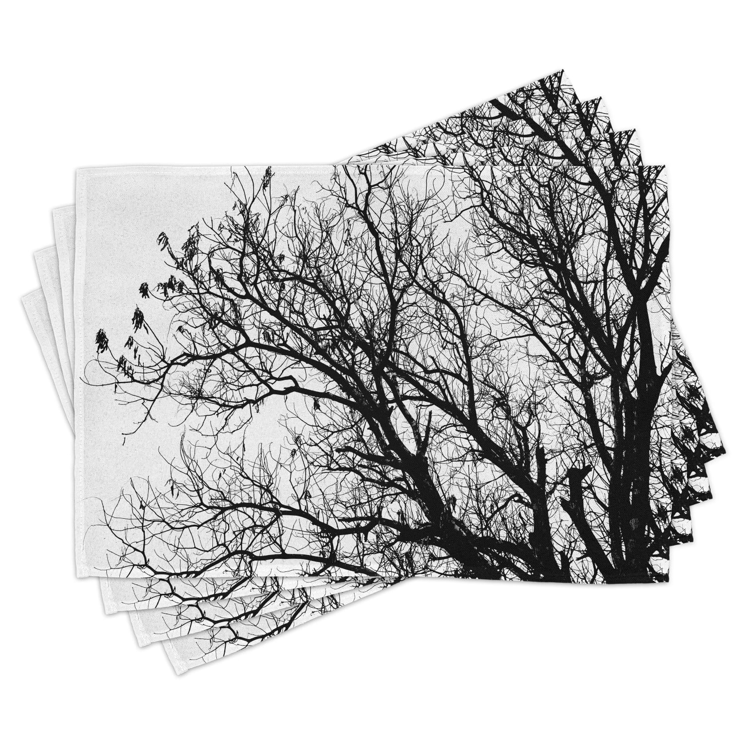 Ambesonne Nature Place Mats Set of 4, Autumn Fall Tree Branch, Standard ...
