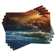 thumbnail image 1 of Ambesonne Nature Place Mats Set of 4, Ocean Wild Waves Art, Standard Size, Orange and Blue, 1 of 6