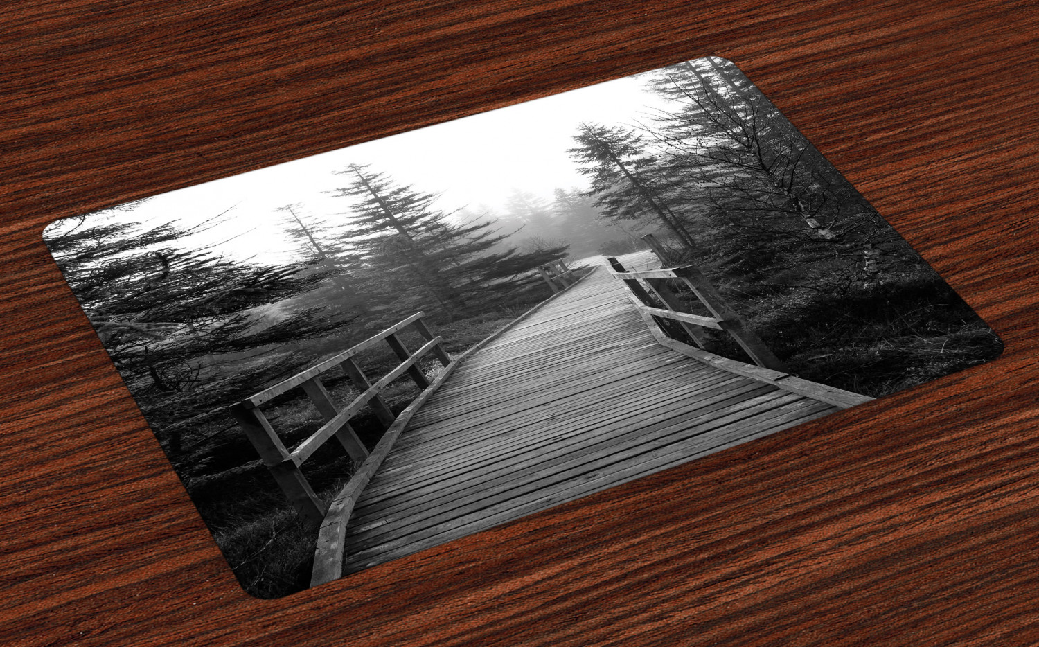 Ambesonne Nature Place Mats Set of 4, Pathway into Wilderness, Standard ...