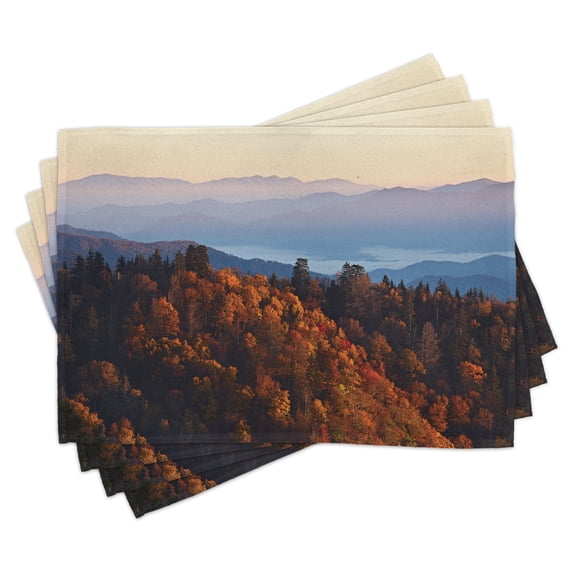 Ambesonne Nature Place Mats Set of 4, Sunrise Mountains, Standard Size, Multicolor