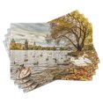 thumbnail image 1 of Ambesonne Nature Place Mats Set of 4, Swimming Swans in River, Standard Size, Multicolor, 1 of 6
