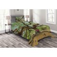 thumbnail image 1 of Ambesonne Nature Quilted Bedspread Set 2 Pcs, Big Rain Tree Thailand, Twin Size, Brown Green, 1 of 3