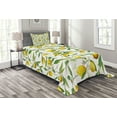 thumbnail image 1 of Ambesonne Nature Quilted Bedspread Set 2 Pcs, Lemon Woody Romantic, Twin Size, Fern Green Yellow White, 1 of 3