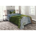 thumbnail image 1 of Ambesonne Nature Quilted Bedspread Set 2 Pcs, Mountain Landscape Road, Twin Size, Green Grey Brown, 1 of 3