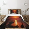 thumbnail image 1 of Ambesonne Nature Quilted Bedspread Set 2 Pcs, Rural Fresh Dramatic View, Twin Size, Red Scarlet Vermilion, 1 of 5