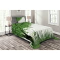 thumbnail image 1 of Ambesonne Nature Quilted Bedspread Set 2 Pcs, Tree Grass Summer, Twin Size, Fern Green Black, 1 of 3