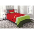 thumbnail image 1 of Ambesonne Nature Quilted Bedspread Set 2 Pcs, Watermelon Fruit Closeup, Twin Size, Black Green and Red, 1 of 3