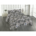 thumbnail image 1 of Ambesonne Nature Quilted Bedspread Set 3 Pcs, Art Botanical Floral Pattern, Queen, Charcoal Grey Pale Grey, 1 of 4