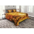 thumbnail image 1 of Ambesonne Nature Quilted Bedspread Set 3 Pcs, Autumn in Relax Forest, King Size, Orange Brown, 1 of 3