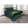 thumbnail image 1 of Ambesonne Nature Quilted Bedspread Set 3 Pcs, Camping Tent Field, King Size, Earth Yellow and Lime Green, 1 of 3