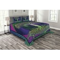 thumbnail image 1 of Ambesonne Nature Quilted Bedspread Set 3 Pcs, Digital Psychedelic Art, King Size, Purple Fuchsia, 1 of 3