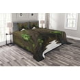 thumbnail image 1 of Ambesonne Nature Quilted Bedspread Set 3 Pcs, Fantasy Tree Cave Moss, King Size, Fern Green Chocolate, 1 of 3