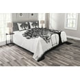 thumbnail image 1 of Ambesonne Nature Quilted Bedspread Set 3 Pcs, Flowersnd Grass Garden, Queen Size, Black and White, 1 of 3