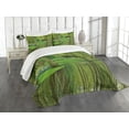 thumbnail image 1 of Ambesonne Nature Quilted Bedspread Set 3 Pcs, Forest with Lake Botany, King Size, Fern and Lime Green, 1 of 5