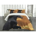 thumbnail image 1 of Ambesonne Nature Quilted Bedspread Set 3 Pcs, Galloping Friesian Horse, Queen Size, Black Orange, 1 of 5