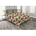 thumbnail image 1 of Ambesonne Nature Quilted Bedspread Set 3 Pcs, Grape Fruit Harvest, King Size, Fern Green Ruby, 1 of 3