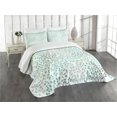 thumbnail image 1 of Ambesonne Nature Quilted Bedspread Set 3 Pcs, Leaf Braches Pattern, Queen Size, Sage Green Turquoise, 1 of 3