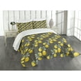thumbnail image 1 of Ambesonne Nature Quilted Bedspread Set 3 Pcs, Lemon Branches Growth, Queen Size, Olive Green Yellow, 1 of 3
