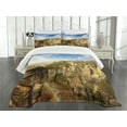 thumbnail image 1 of Ambesonne Nature Quilted Bedspread Set 3 Pcs, Park in Czech Republic, King Size, Olive Green Sky Blue, 1 of 5