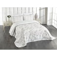 thumbnail image 1 of Ambesonne Nature Quilted Bedspread Set 3 Pcs, Romantic Home Flowers, Queen Size, Pale Grey, 1 of 3