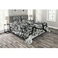 thumbnail image 1 of Ambesonne Nature Quilted Bedspread Set 3 Pcs, Spooky Black Tree Branch, King Size, Black and White, 1 of 3