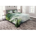 thumbnail image 1 of Ambesonne Nature Quilted Bedspread Set 3 Pcs, Sunbeams Shadows Idyllic, King Size, Green White, 1 of 3