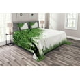 thumbnail image 1 of Ambesonne Nature Quilted Bedspread Set 3 Pcs, Tree Grass Summer, King Size, Fern Green Black, 1 of 3