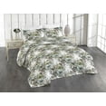 thumbnail image 1 of Ambesonne Nature Quilted Bedspread Set 3 Pcs, Vintage Botany Composition, Twin, Khaki and Fern Green, 1 of 4
