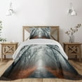 thumbnail image 1 of Ambesonne Nature Quilted Coverlet 2 Pcs, Autumn Sky and Leaves, Twin Size, Grey Red, 1 of 2