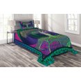 thumbnail image 1 of Ambesonne Nature Quilted Coverlet 2 Pcs, Digital Psychedelic Art, Twin Size, Purple Fuchsia, 1 of 2