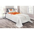 thumbnail image 1 of Ambesonne Nature Quilted Coverlet 2 Pcs, Romantic Poppy, Twin Size, White Orange, 1 of 2