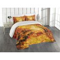 thumbnail image 1 of Ambesonne Nature Quilted Coverlet 3 Pcs, Autumn in Relax Forest, King Size, Orange Brown, 1 of 4