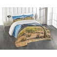 thumbnail image 1 of Ambesonne Nature Quilted Coverlet 3 Pcs, Canyon Cloudy Cliff, King Size, Brown Green Blue, 1 of 4