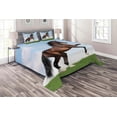 thumbnail image 1 of Ambesonne Nature Quilted Coverlet 3 Pcs, Horse Pacing on Grass, Queen Size, Blue Green Brown, 1 of 2