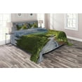 thumbnail image 1 of Ambesonne Nature Quilted Coverlet 3 Pcs, Mountain Landscape Road, Queen Size, Green Grey Brown, 1 of 2
