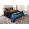 thumbnail image 1 of Ambesonne Nature Quilted Coverlet 3 Pcs, Ocean Wild Waves Art, Queen Size, Orange and Blue, 1 of 2