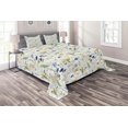 thumbnail image 1 of Ambesonne Nature Quilted Coverlet 3 Pcs, Poppies Daisies Rural, King Size, Pale Green Yellow Blue, 1 of 2