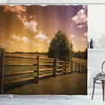 thumbnail image 1 of Ambesonne Nature Scene Shower Curtain, Rural Meadow Fence Sky, 69"Wx70"L, Mauve Taupe Amber, 1 of 5