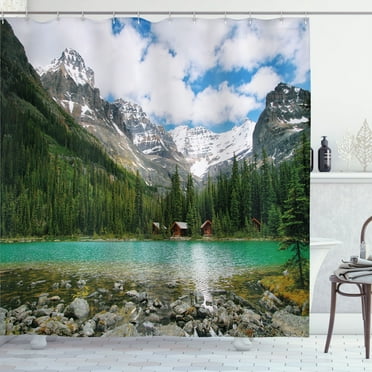 Ambesonne Nature Shower Curtain, Canada Ohara Lake Wiev, 69"Wx70"L, Multicolor