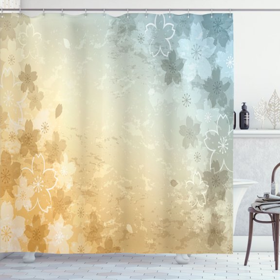 Ambesonne Nature Shower Curtain, Cherry Blossoms Pattern Art, 69"Wx70"L, Cadet Blue