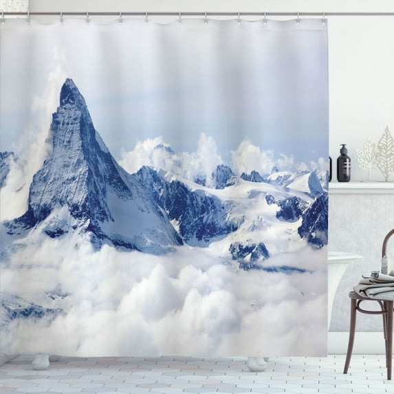 Ambesonne Nature Shower Curtain, Clouds on Summit Winter, 69"Wx84"L, Black and White