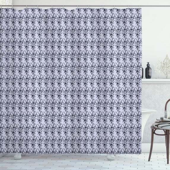 Ambesonne Nature Shower Curtain, Dragonflies Monochrome Art, 69"Wx75"L, Pastel Purple and Navy Blue