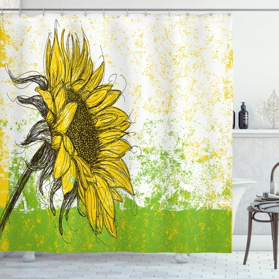Ambesonne Nature Shower Curtain, Floral with Sunflowers, 69"Wx84"L, Multicolor