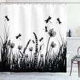 thumbnail image 1 of Ambesonne Nature Shower Curtain, Grass Bush Meadow Spring, 69"Wx84"L, Black White, 1 of 3